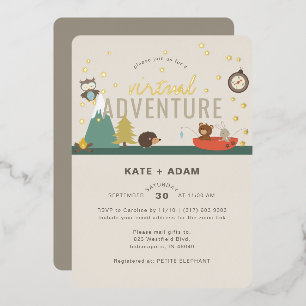 Adventure Woodland Neutral Virtual Baby Shower Folieneinladung