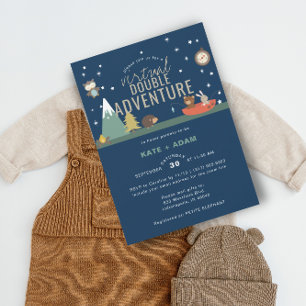 Adventure Woodland Twin Boys Virtual Baby Dusche Einladung