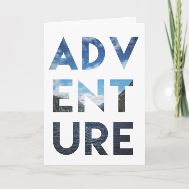 Adventure Word Art Modern Travel Fotografy Karte (Vorderseite)