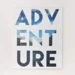 Adventure Word Art Travel Fotografy Puzzle<br><div class="desc">Ein Foto einer wunderschönen Berg- und Seenlandschaft im Wort Abenteuer.</div>