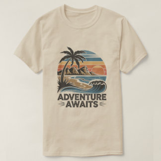 Adventures Await: Bold Exploration T-Shirt Design