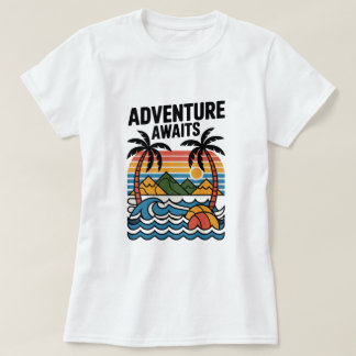 Adventures Await: Bold Exploration T-Shirt Design