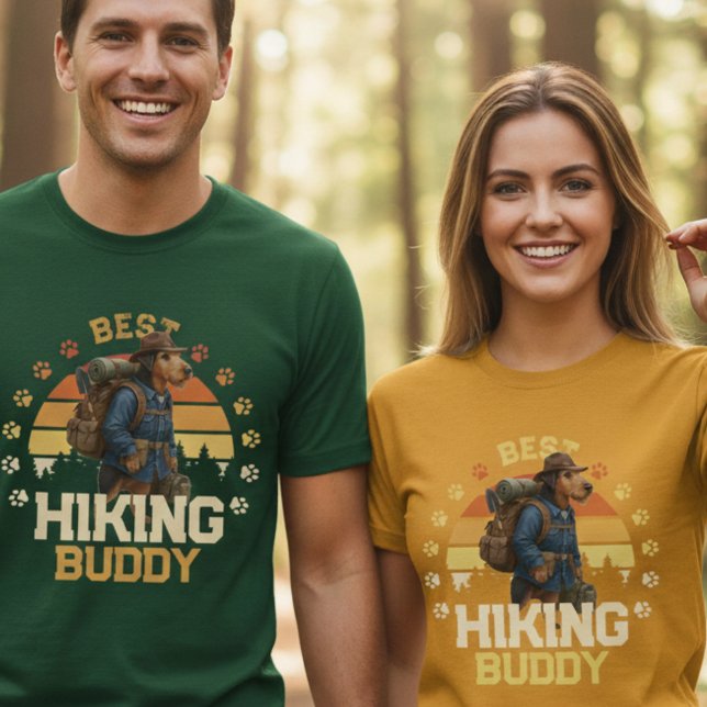Adventurous Airedale Hiker Wilderness Explorer T-Shirt (Von Creator hochgeladen)
