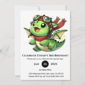 Adventurous Baby Dragon Geburtstag Einladung