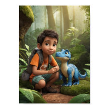 Adventurous Boy und Friendly Dinosaurier