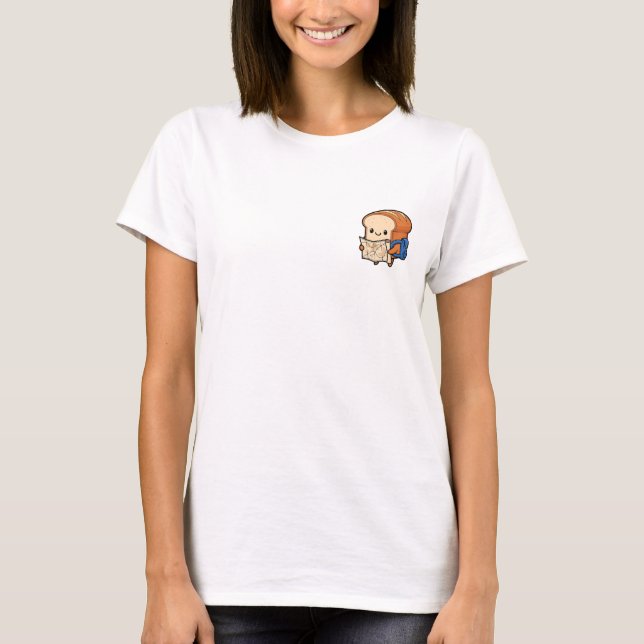 Adventurous Cartoon Bread Loaf Character T-Shirt (Vorderseite)