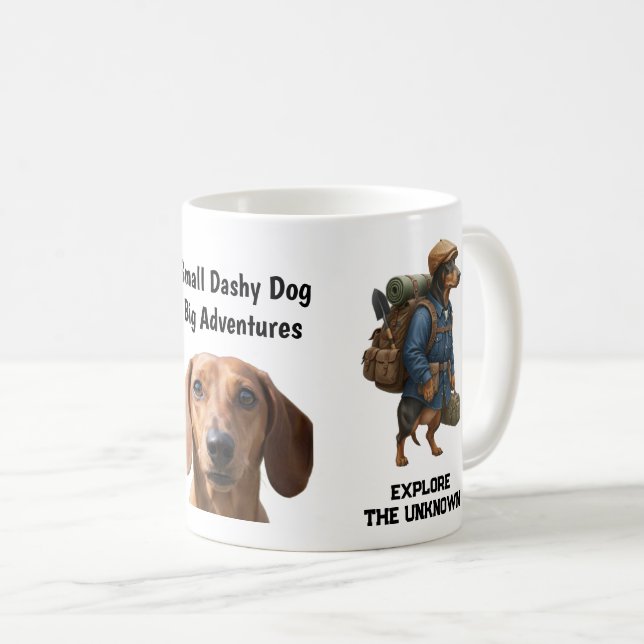 Adventurous Dachshund Hiker Home Is Where My Pack Kaffeetasse (VorderseiteRechts)