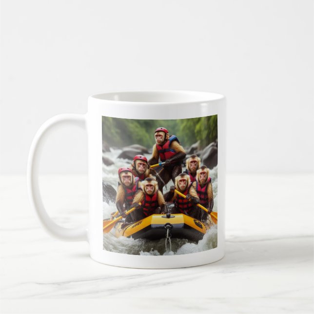 Adventurous Kapuzineraffen Whitewater Rafting Kaffeetasse (Links)