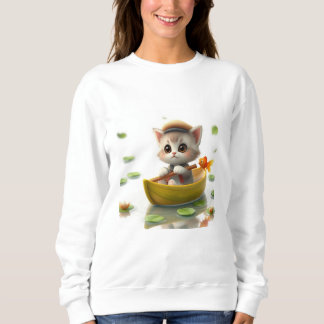 Adventurous Kitten Boat Sweatshirt