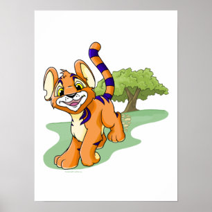 Adventurous orange Kougra auf Mystery Island Poster