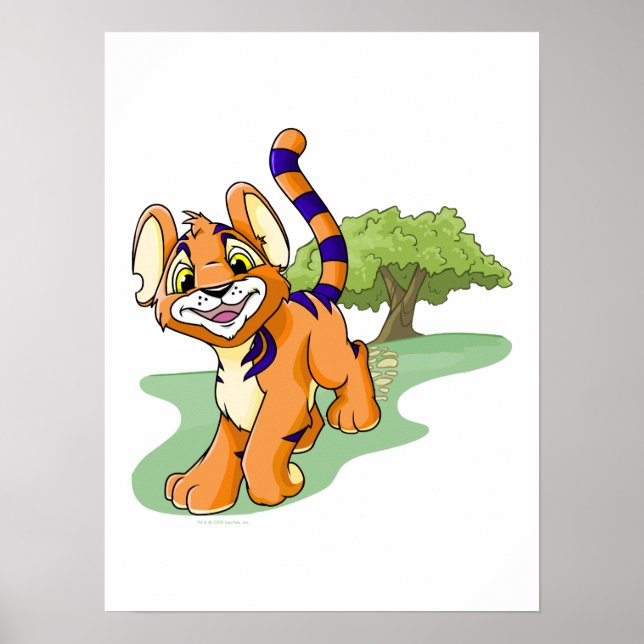 Adventurous orange Kougra auf Mystery Island Poster (Vorne)