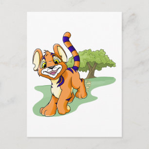 Adventurous orange Kougra auf Mystery Island Postkarte