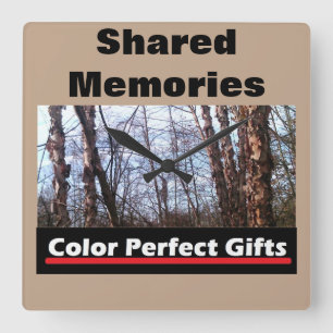 Advertisement Shared Memories Birch Tree Quadratische Wanduhr