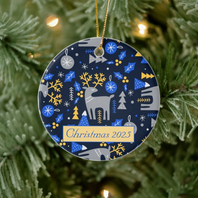 Advertising Weihnachten skandinavischen Stil Blue  Keramik Ornament (Baum)