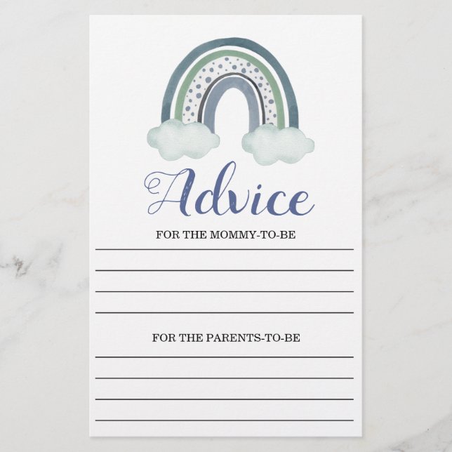 Advice Blue Baby Boy Shower Game (Vorderseite)