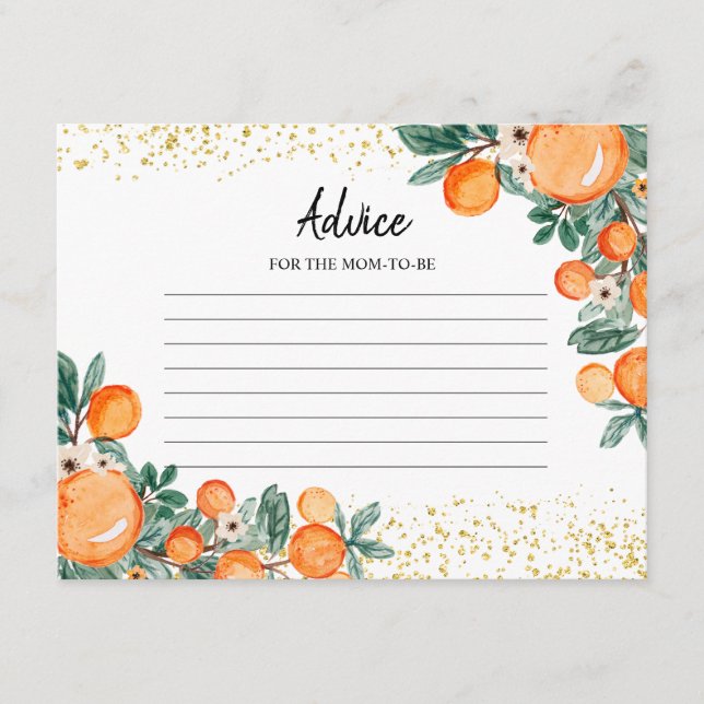 Advice Card Citrus Summer Orange Greenery Begleitkarte (Vorderseite)