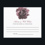 Advice Card Wedding Fall Florale Weinrost Elegante<br><div class="desc">Aquarellfarbene Blume staubige Rose bordeauxroten Hochzeitsratgeber Karten für Ihre Hochzeit Empfang.</div>