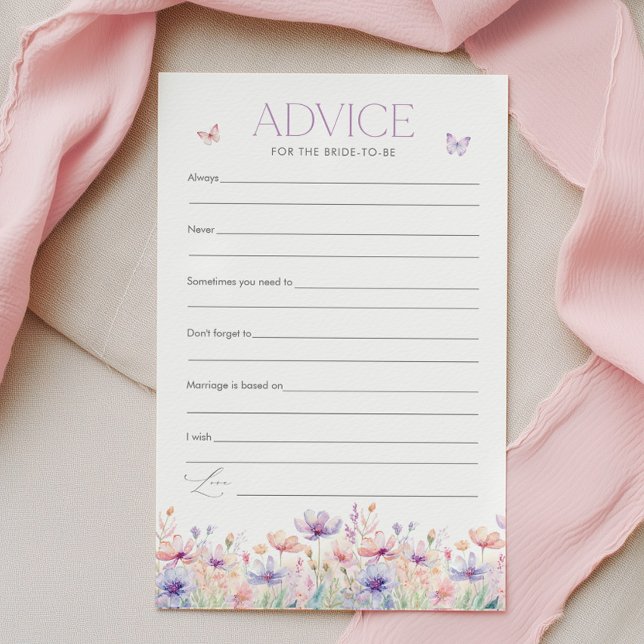 Advice for the Bride Butterfly Bridal Shower Game (Wildflower Butterfly Bridal Shower Advice for the Bride Game | Lifetime of butterflies)