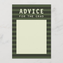 Advice for the Grad Modern Green Sporty Stripes Begleitkarte