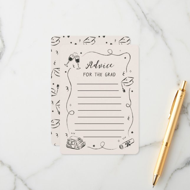 Advice for the Grad Whimsical Scribble Doodles Begleitkarte (Vorderseite/Rückseite Beispiel)