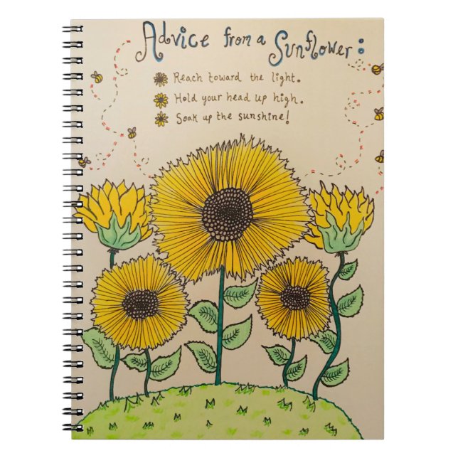 "Advice from a Sunflower"-Notebook Notizblock (Vorderseite)