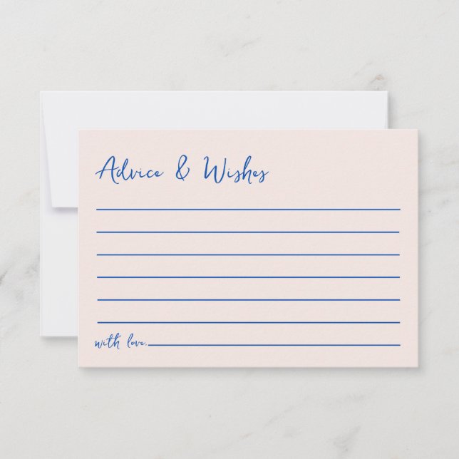 Advice & Wishes Blu Hand Drawn Bridal Shower Mitteilungskarte (Vorderseite)