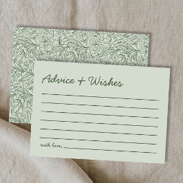 Advice & Wishes Green Handwritten Bridal Shower Mitteilungskarte