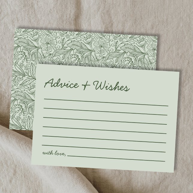 Advice & Wishes Green Handwritten Bridal Shower Mitteilungskarte (Advice & Wishes Green Handwritten Bridal Shower Note Card)