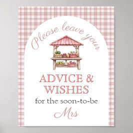 Advice Wishes Pink Country market Bridal Shower Poster
