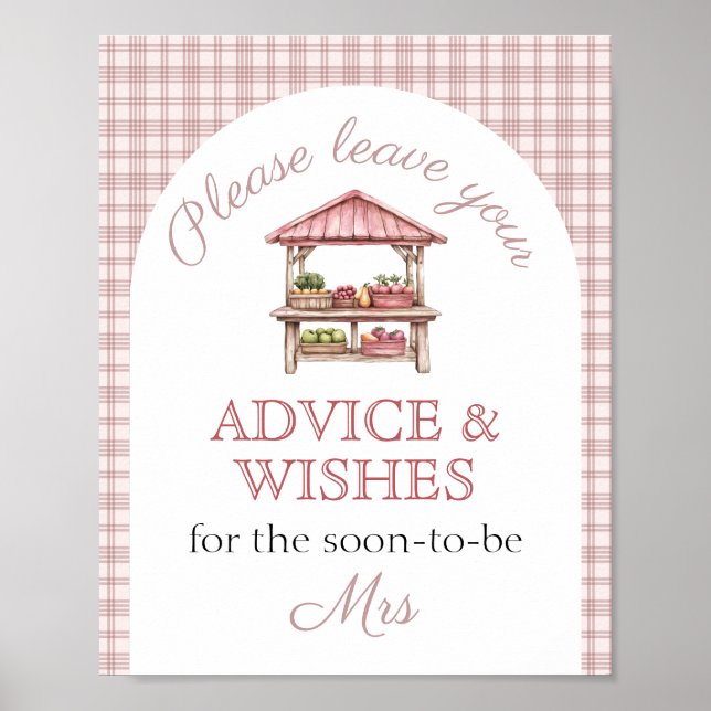 Advice Wishes Pink Country market Bridal Shower Poster (Vorne)
