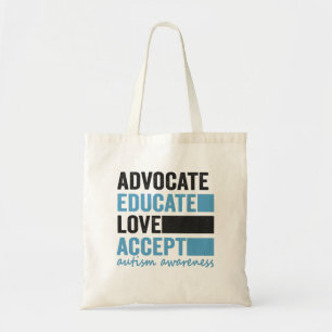 Advocate Educate Liebe Akzeptieren Autismus Bewuss Tragetasche