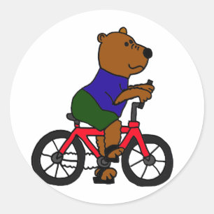 AE- Bear Bicycling-Cartoon Runder Aufkleber