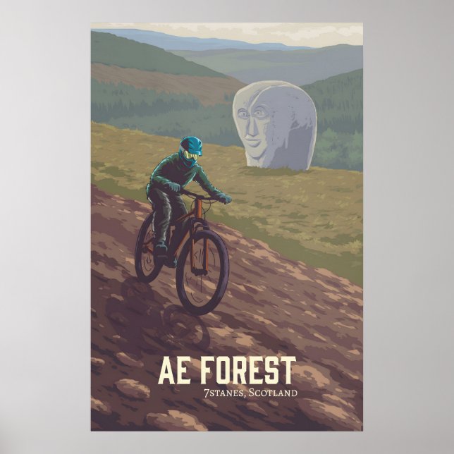 Ae Forest Mountain Biking Travel Poster (Vorne)