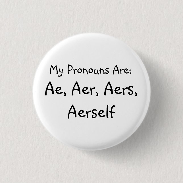 "AE-" Pronomen-Abzeichen Button (Vorderseite)