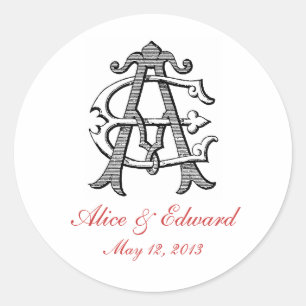 AE Vintag Monogram Wedding Sticker