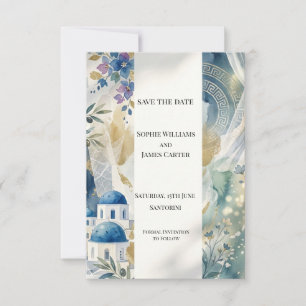 Aegean Blue Santorini Save The Date Karte