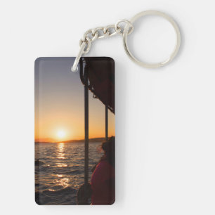 Aegean Lifestyle auf dem Schiff bei Sonnenuntergan Schlüsselanhänger