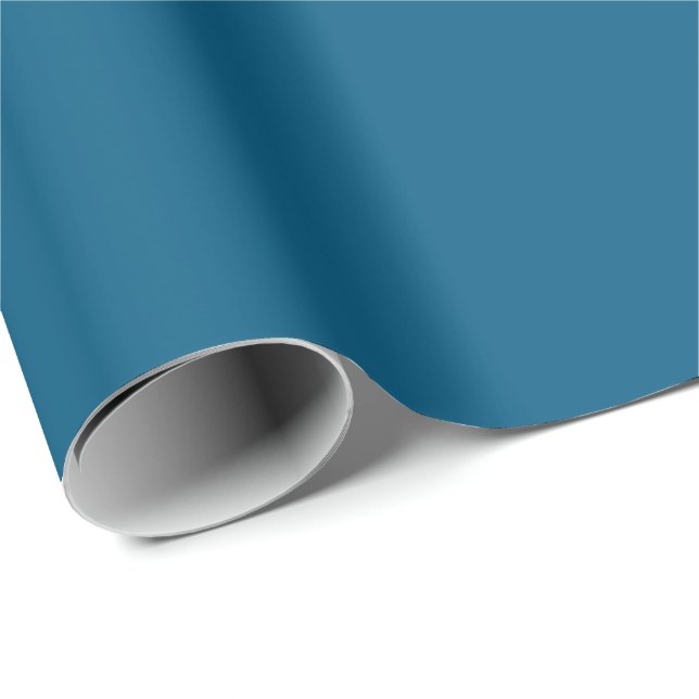 Aegean Sea Blue Solid Color Print Geschenkpapier (Rolleneckpunkt)