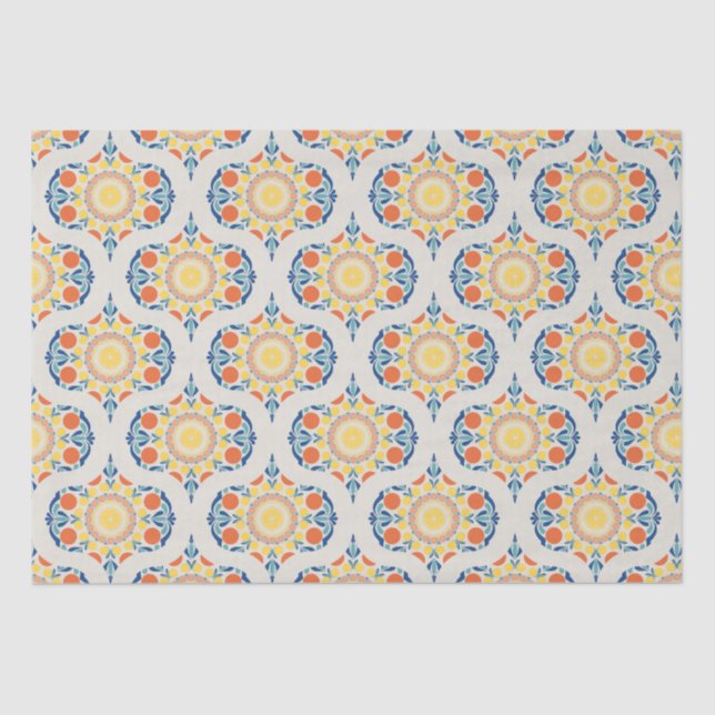 Aegean Summer Orange & Lemons Mid Mod Ogee Seidenpapier (Vorderseite)
