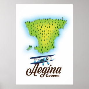 Aegina Griechenland Inselkarte Poster