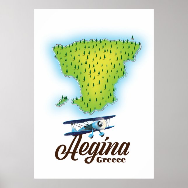 Aegina Griechenland Inselkarte Poster (Vorne)