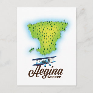Aegina Griechenland Inselkarte Postkarte