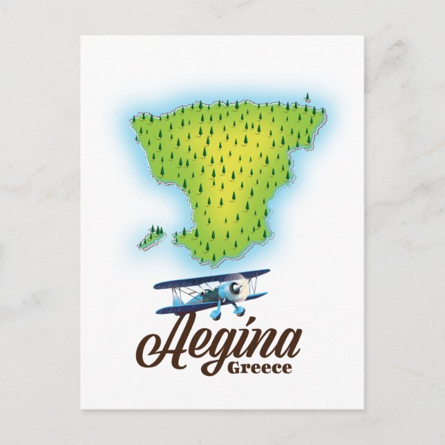 Aegina Griechenland Inselkarte Postkarte (Vorderseite)