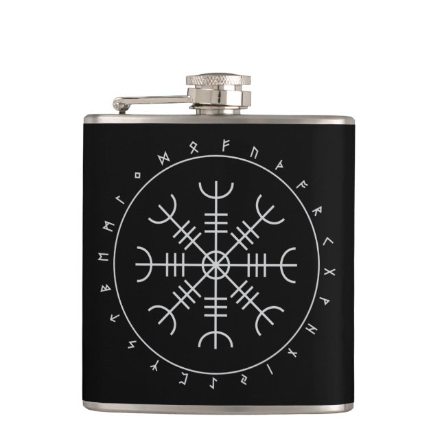 Aegishjalmr Runes Flask (Vinyl Wrapped) Flachmann (Vorderseite)