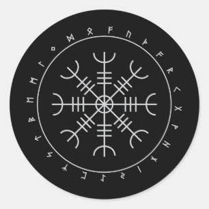 Aegishjalmr Runes Stickers (rund)