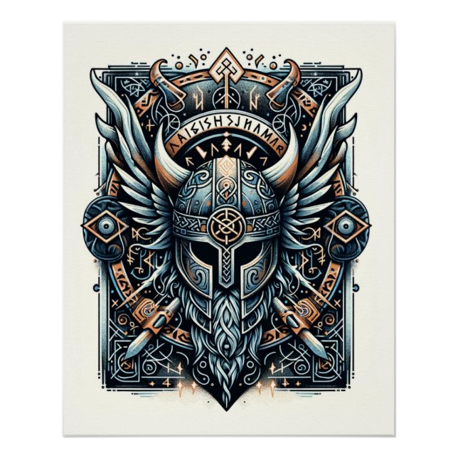AEgishjálmr - Viking Helm of Awe Norse Protection Poster (Vorderseite)