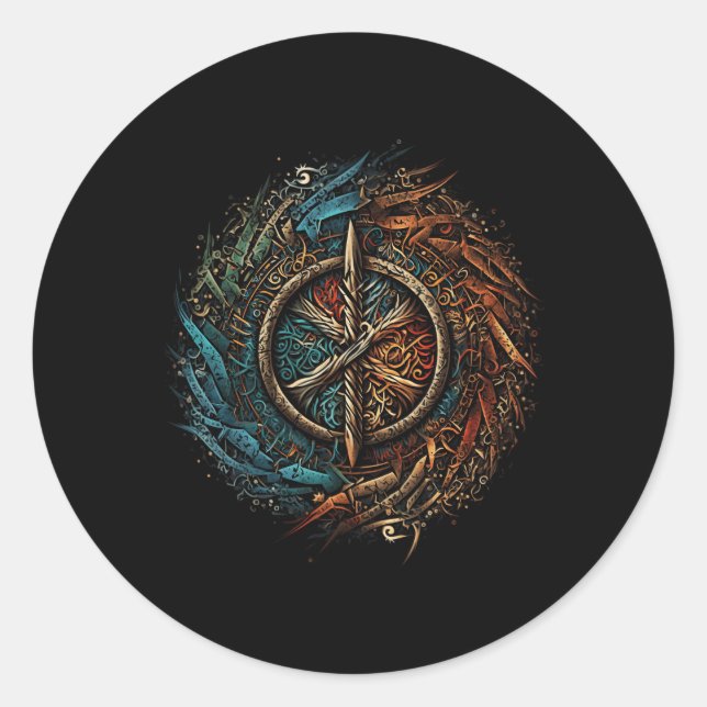 Aegishjalmur North Valhalla Norse Mythology Runder Aufkleber (Vorderseite)