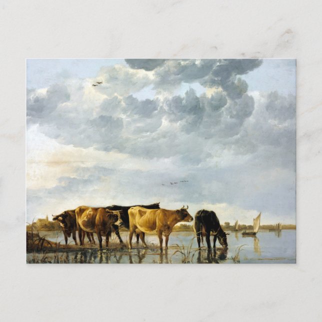 Aelbert Cuyp Kühe in einem Fluss Postkarte (Vorderseite)