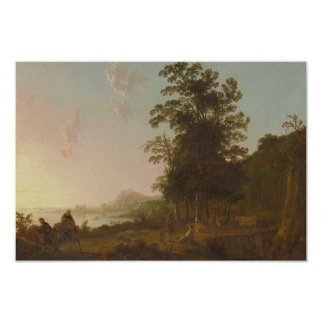 Aelbert Cuyp - Landschaft mit dem Flug nach Ägypte Fotodruck (Vorne)