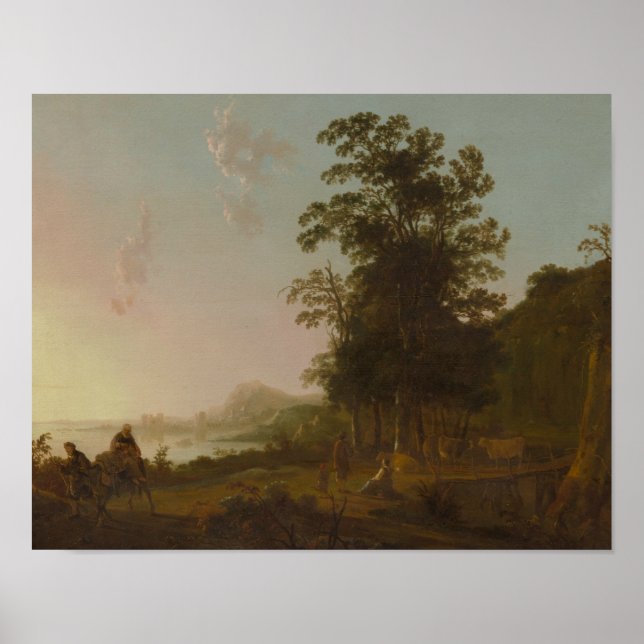 Aelbert Cuyp - Landschaft mit dem Flug nach Ägypte Poster (Vorne)